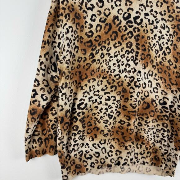 Boston Proper Silk Blend Sequin & Leopard Print Cardigan ~ Small - Picture 7 of 12